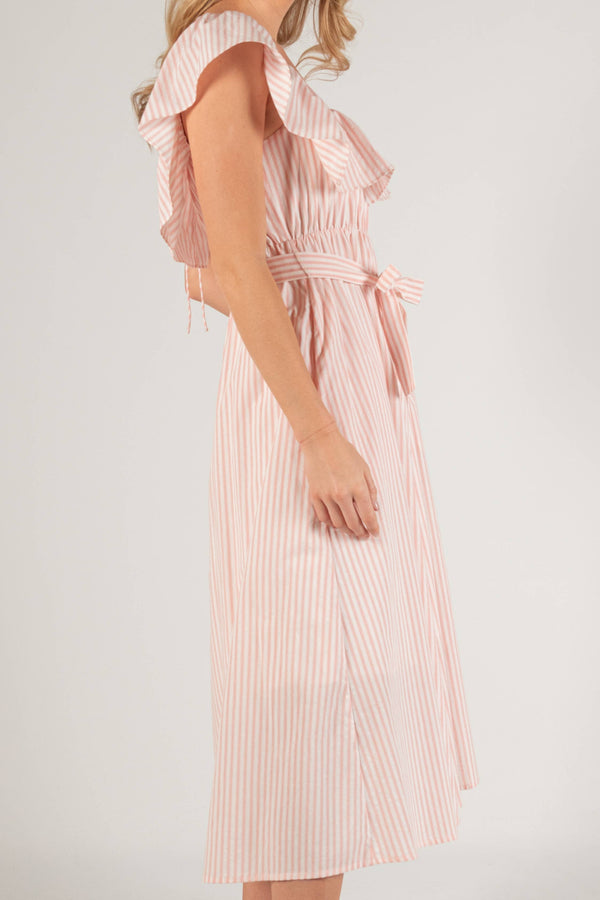 Pink Pinstripe Midi Dress