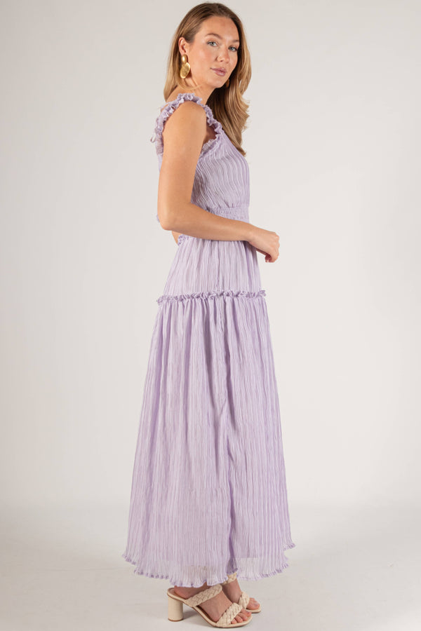 Pleated Maxi Dress with Ruffles