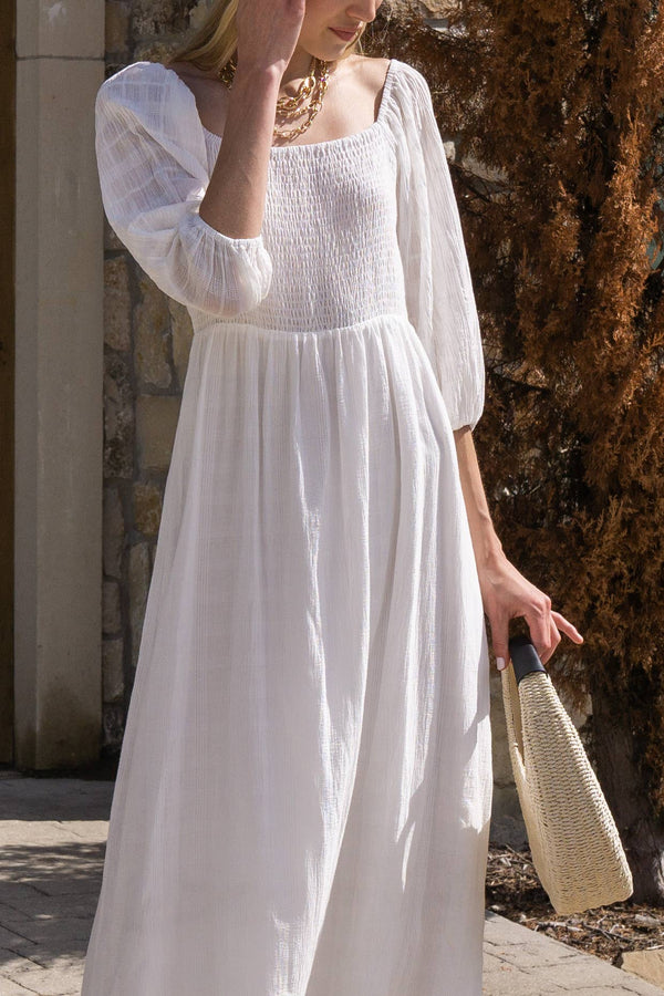 Shirred Bodice Maxi Dress