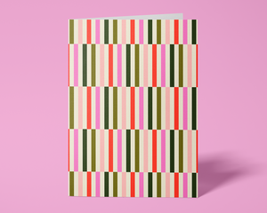 Holly Jolly Stripes - Festive Greeting Card - 1