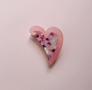 Pink Half Heart Metal Hair Claw - 1