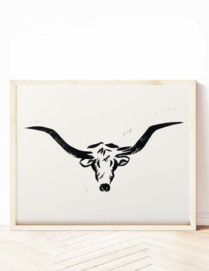 'Longhorn' Linocut Print - 1