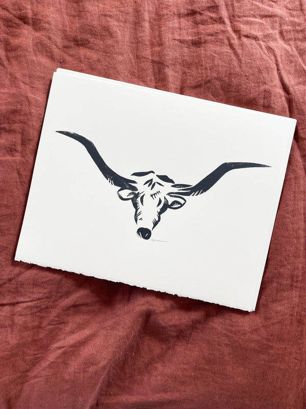'Longhorn' Linocut Print - 2