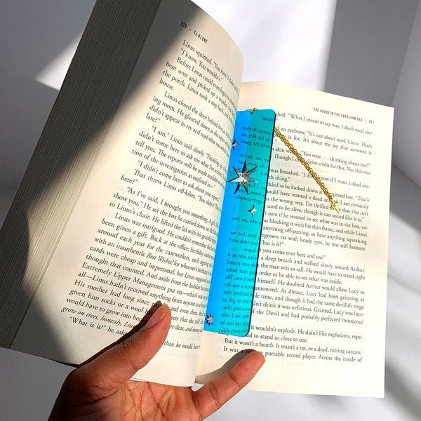 Blue Iridescent Celestial Lasercut Acrylic Bookmark - 3
