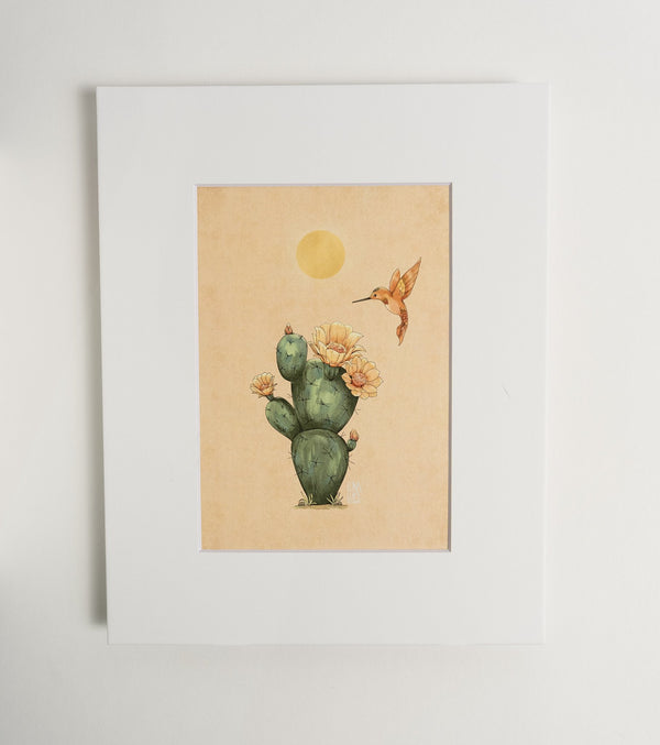 Cactus and Hummingbird Art Print - 3