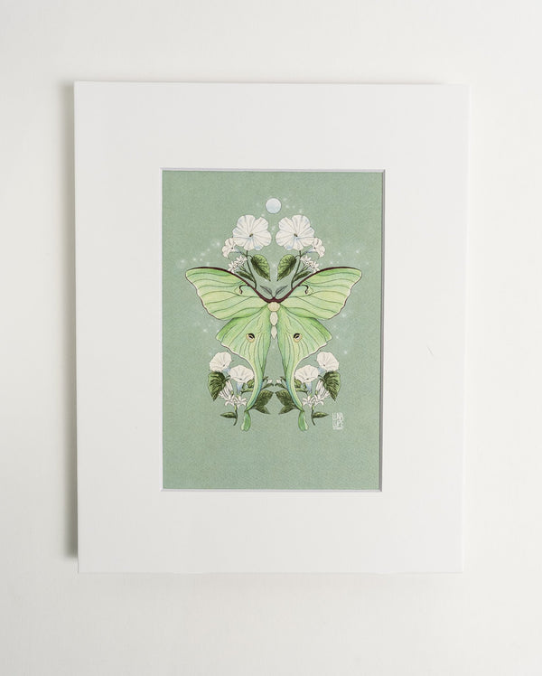 Luna Moth Art Print | Green Background - 2