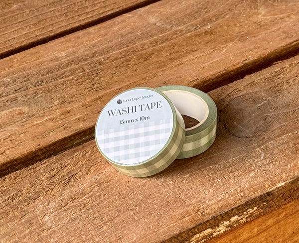 Green Gingham Washi Tape - 2