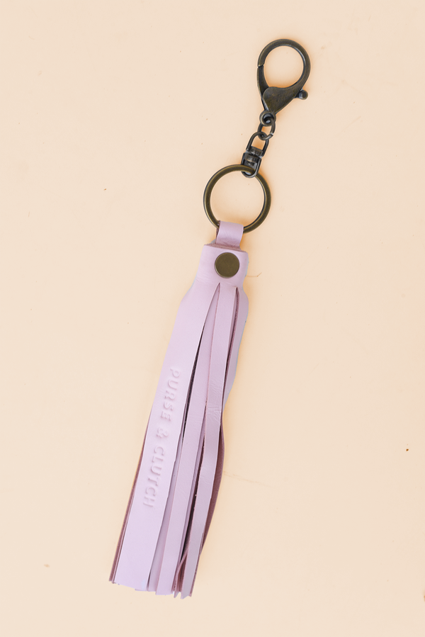 Pink Leather Tassel Keychain - 2