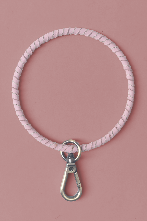 Leather Wrapped Keychain Circle Wristlet - 3