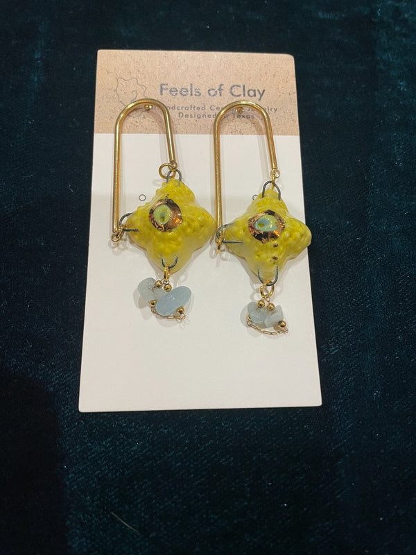 Diamond Clarkia Ceramic Earrings - 2