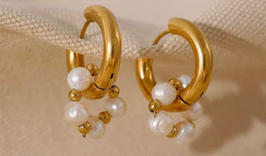 Fresh water pearl charm earrings  - 2
