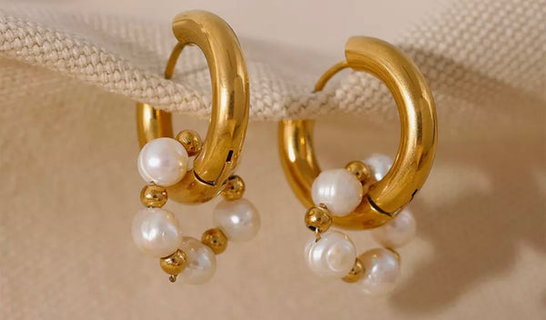 Fresh water pearl charm earrings  - 2