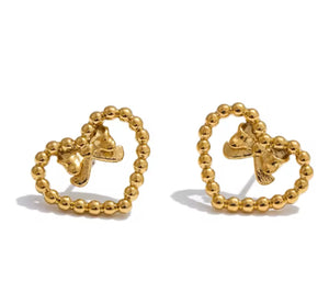 Heart Bow Knot Studs  - 1