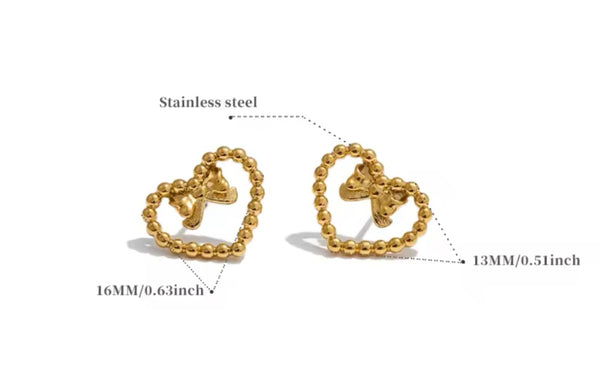 Heart Bow Knot Studs  - 3