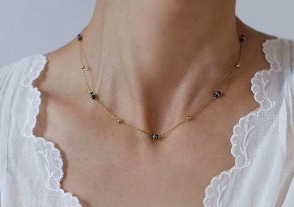 Beaded Stone Gold Necklace  - 2