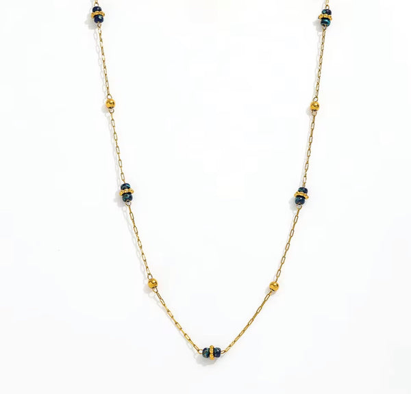 Beaded Stone Gold Necklace  - 1
