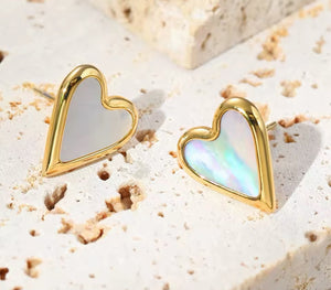 Shell Heart Studs  - 2