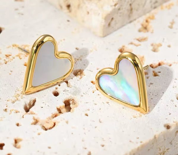 Shell Heart Studs  - 2