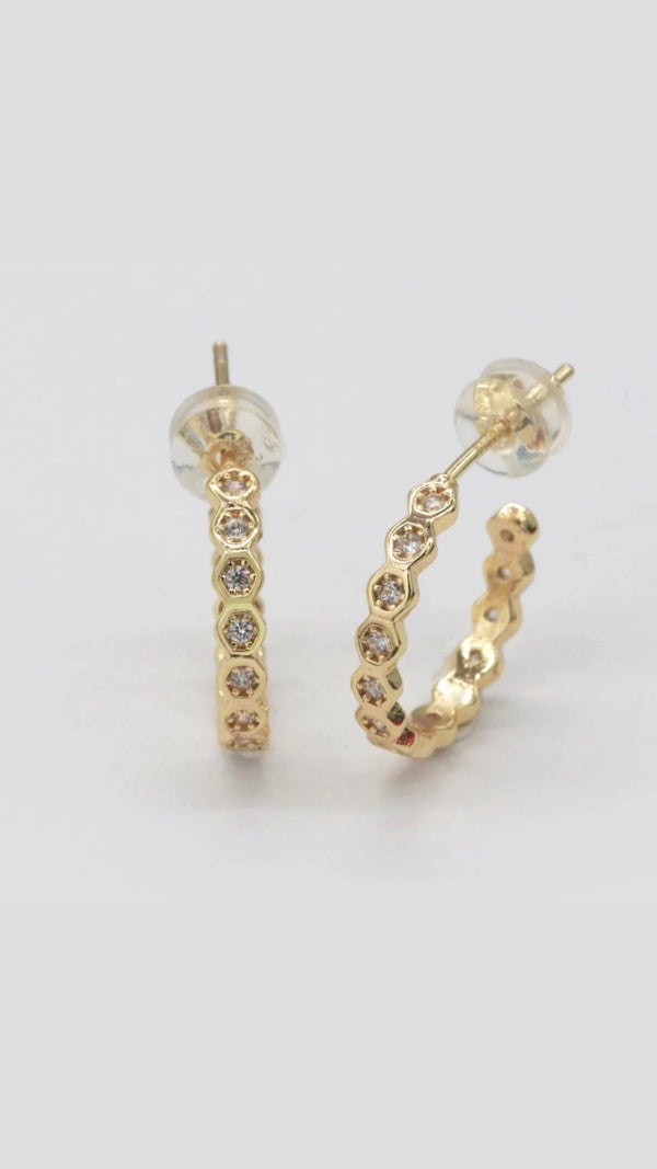 CZ Gold Hoops - 1