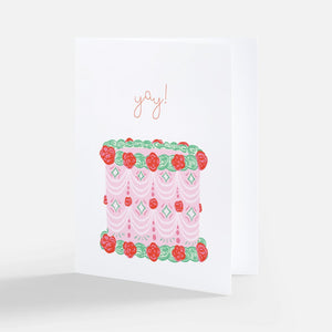 yay! Pink Vintage Cake Greeting Card - 1