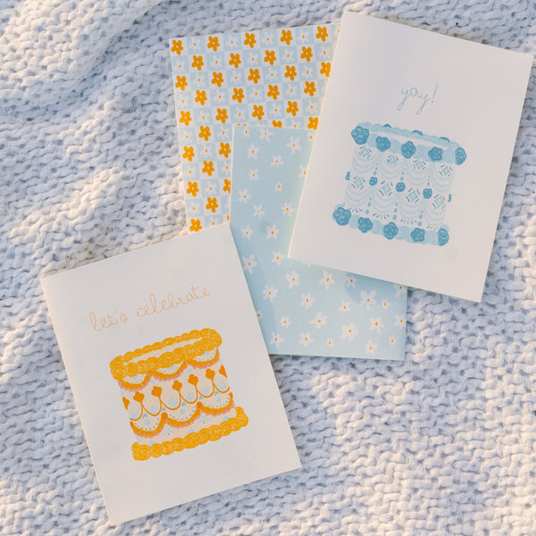 yay! Blue Vintage Cake Greeting Card - 3