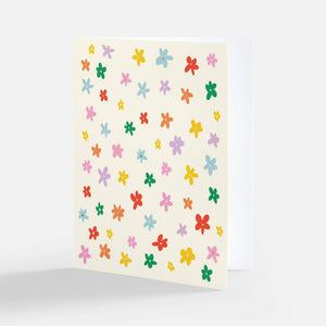 Retro Rainbow Flowers Greeting Card - 1