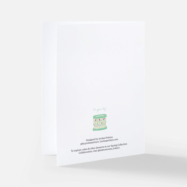 It's Your Day! Green Vintage Cake Greeting Card - 2