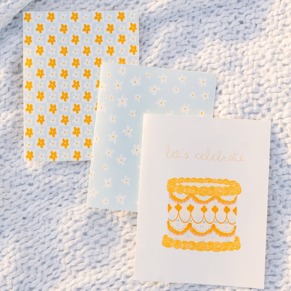 let's celebrate! Yellow Vintage Cake Greeting Card - 5