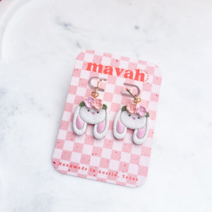 Pastel Flower Crown Bunny Earrings - 1