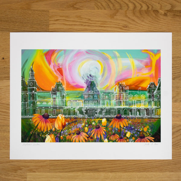 French Chateau and Wildflower Garden Print