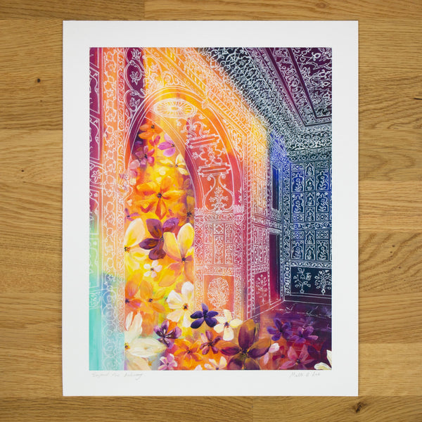 Colorful Indian Archway with Flowers Print