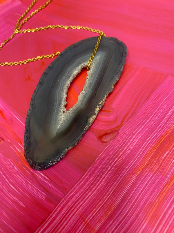 Agate Slice on a Chain Necklace