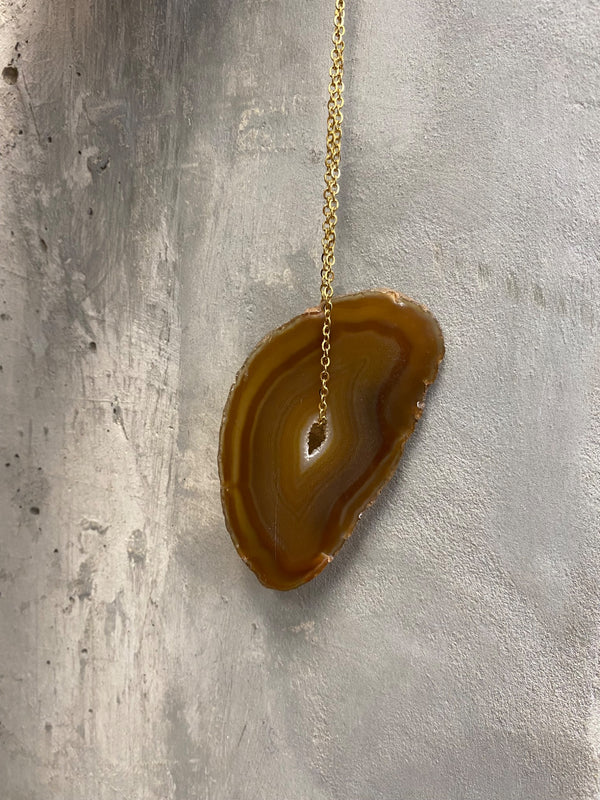 Agate Slice on a Chain Necklace