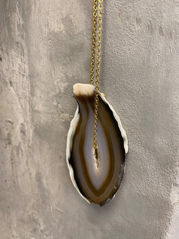 Agate Slice on a Chain Necklace