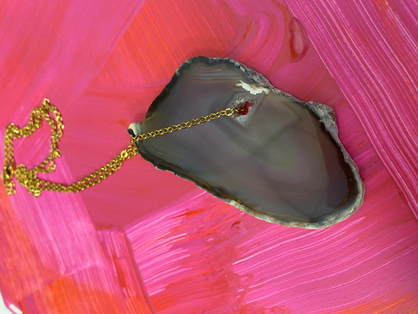Agate Slice on a Chain Necklace