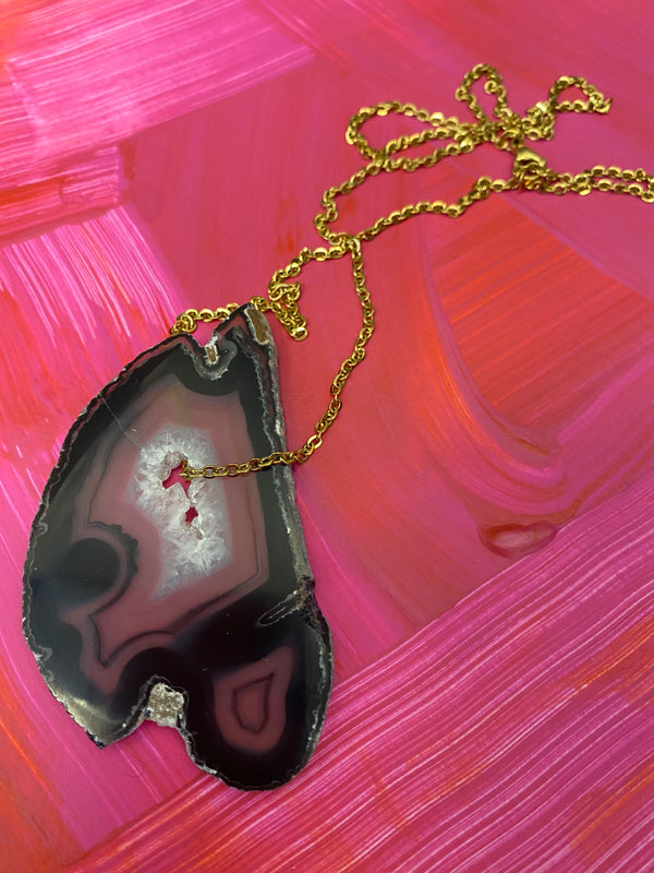 Agate Slice on a Chain Necklace