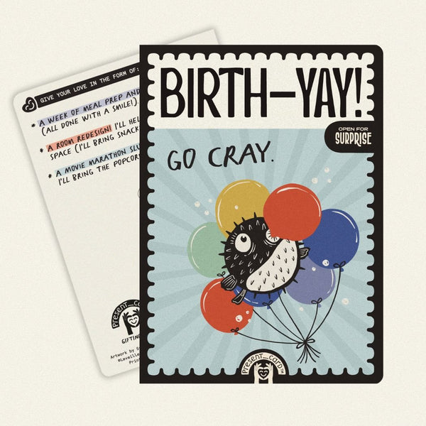 PresentCard™ Birth-Yay! Go Cray Balloon Fish Birthday Card