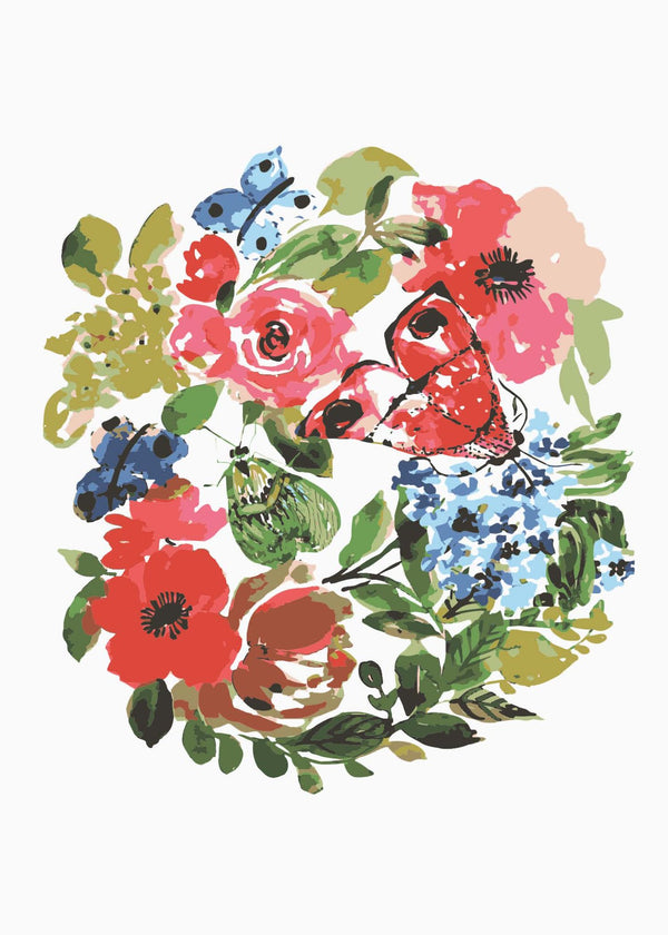 Moth and Flowers Greeting Card