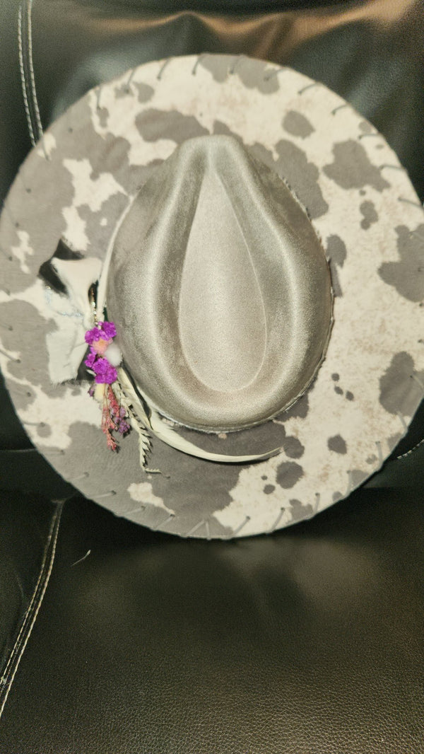 Gray Cow Hide Hat