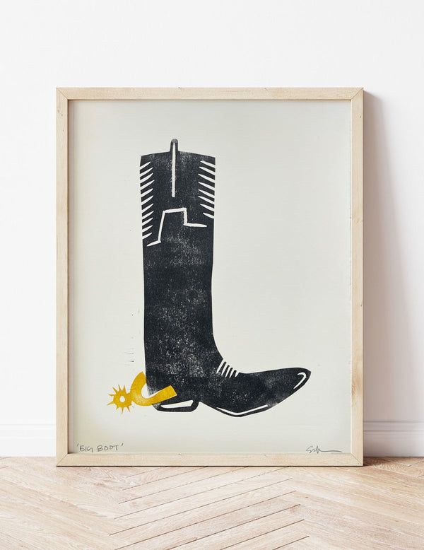 'Big Boot' Linocut Print
