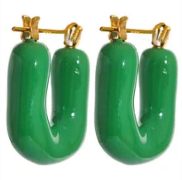 Green U Shape Hoops