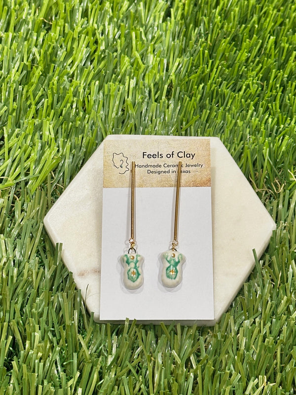 White Leaf Ceramic Earrings