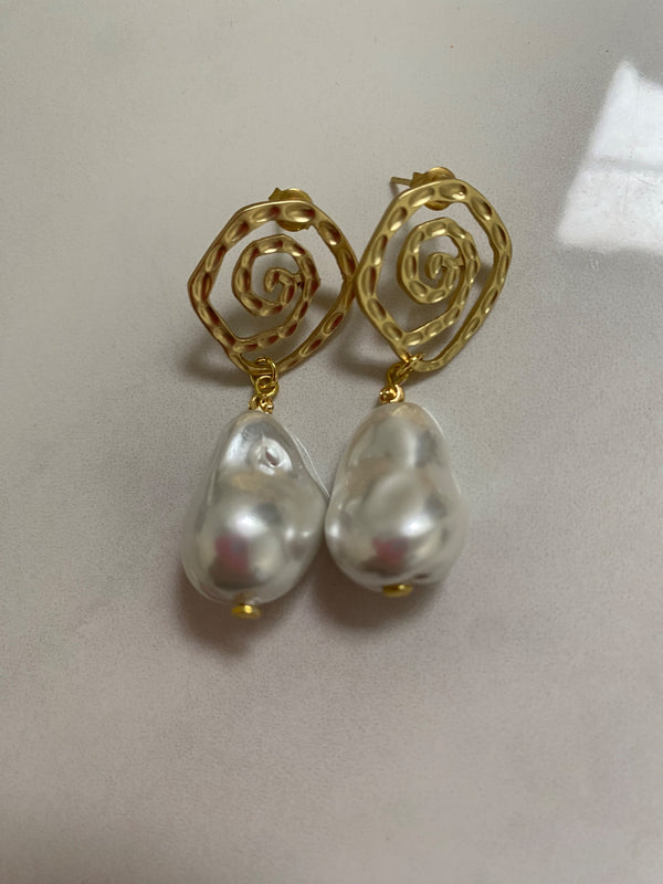 Pearl and Teardrop Crystal Bead Earrings