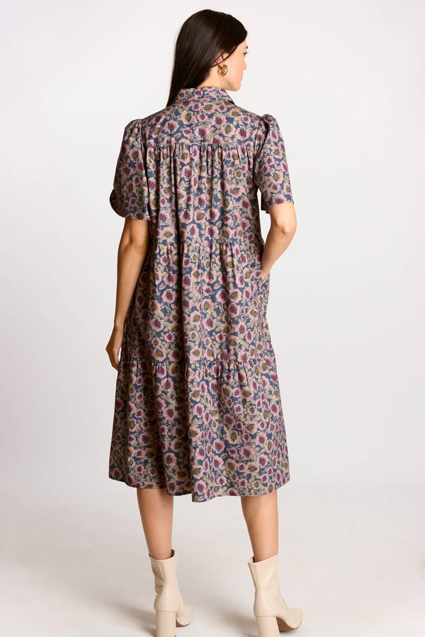 Floral Print Cotton Button Up Dress