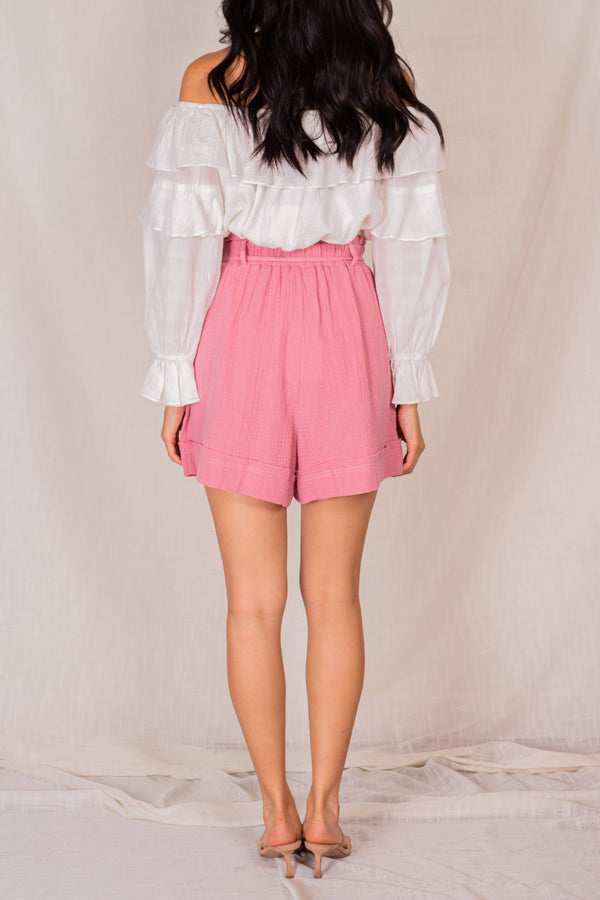 Gauze Cotton Shorts with Tassels