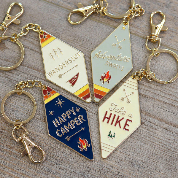 Camp Collection Enamel Motel Keychain: Happy Camper