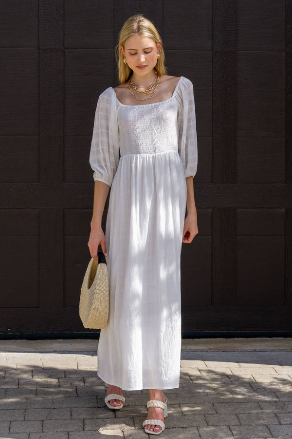Shirred Bodice Maxi Dress