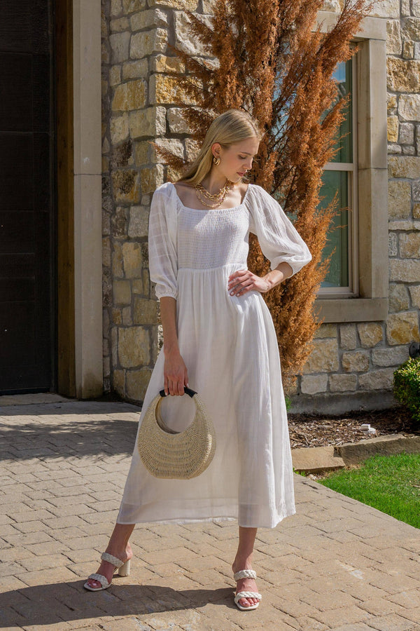 Shirred Bodice Maxi Dress