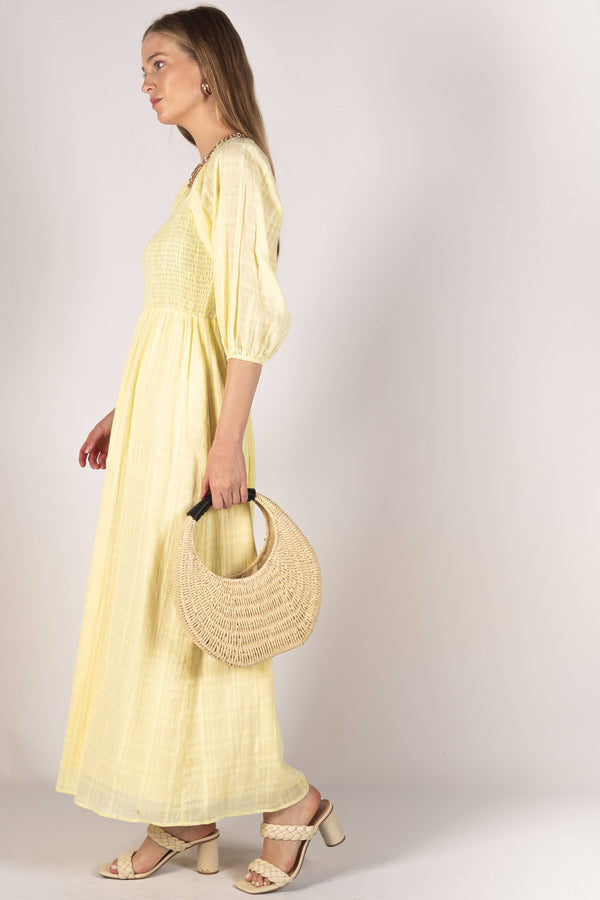 Shirred Bodice Maxi Dress