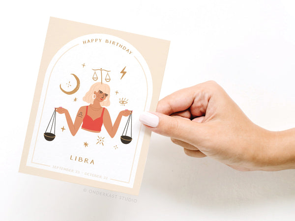 Happy Birthday Libra Zodiac Greeting Card – DS